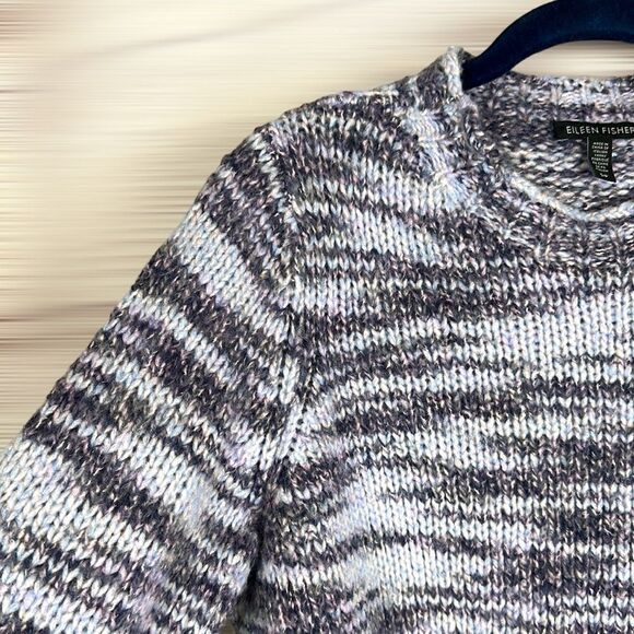 Eileen Fisher Wool Silk Blend Long Sleeve Chunky Pullover Sweater Relaxed Fit S - Picture 4 of 11